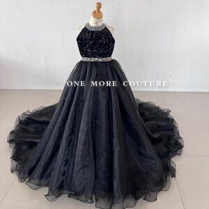 One More Couture black pageant dress little girl size 8